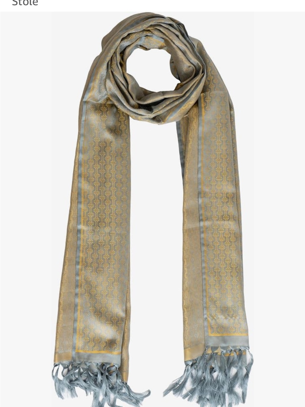 Green & Gold Sheer Evening Shawl Wrap Scarf with Fringe